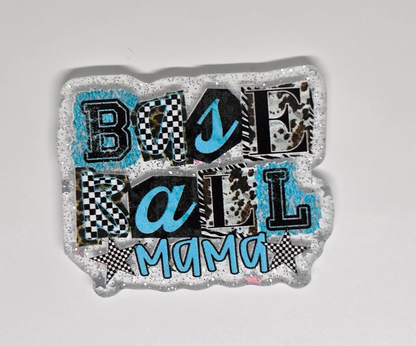 Acrylic Glitter Flatback- Base Ball Mama