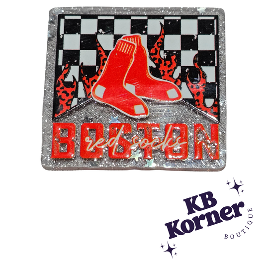 ⚾️ Acrylic Glitter Flatbacks- Red Sox Marlboro Flame ⚾️