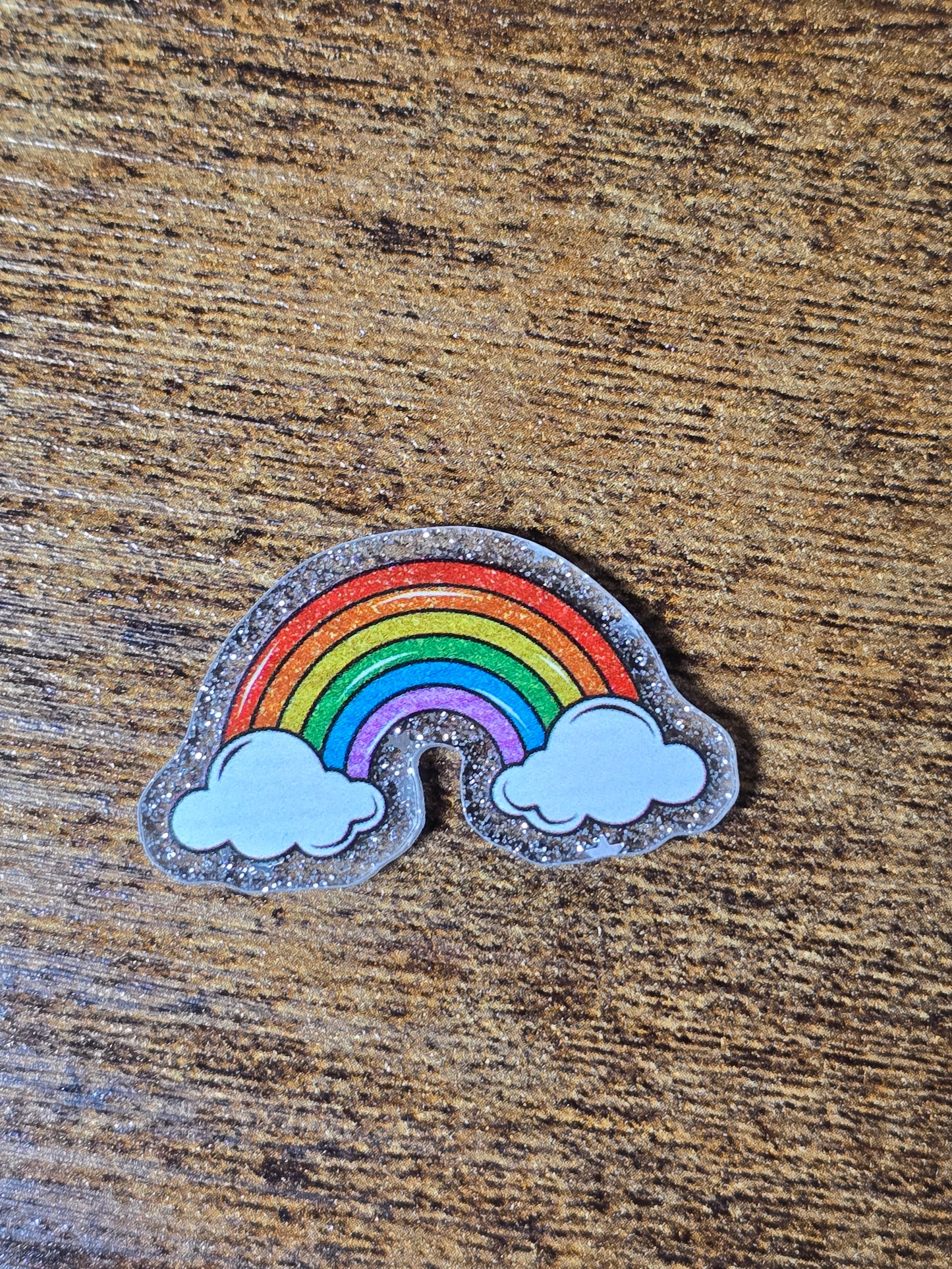 Acrylic Glitter Flatbacks- Rainbow Clouds