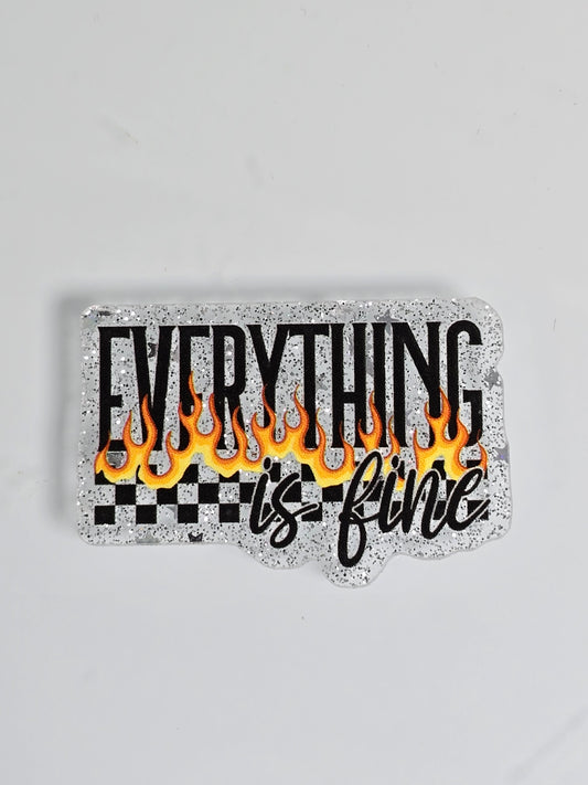 Acrylic Glitter Flatbacks- Everything is Fine