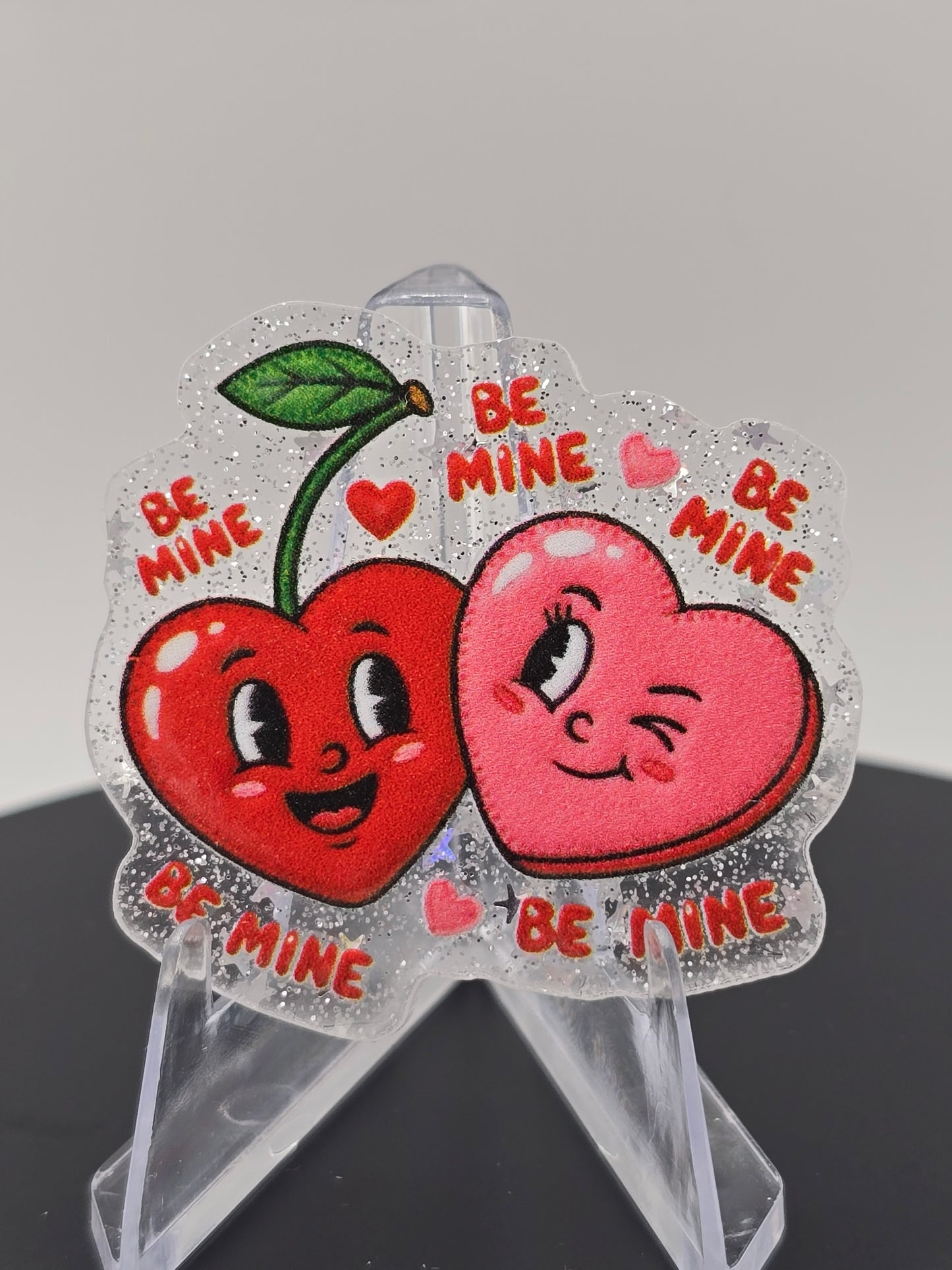 Acrylic Glitter Flatbacks- Valentine’s Be Mine Hearts