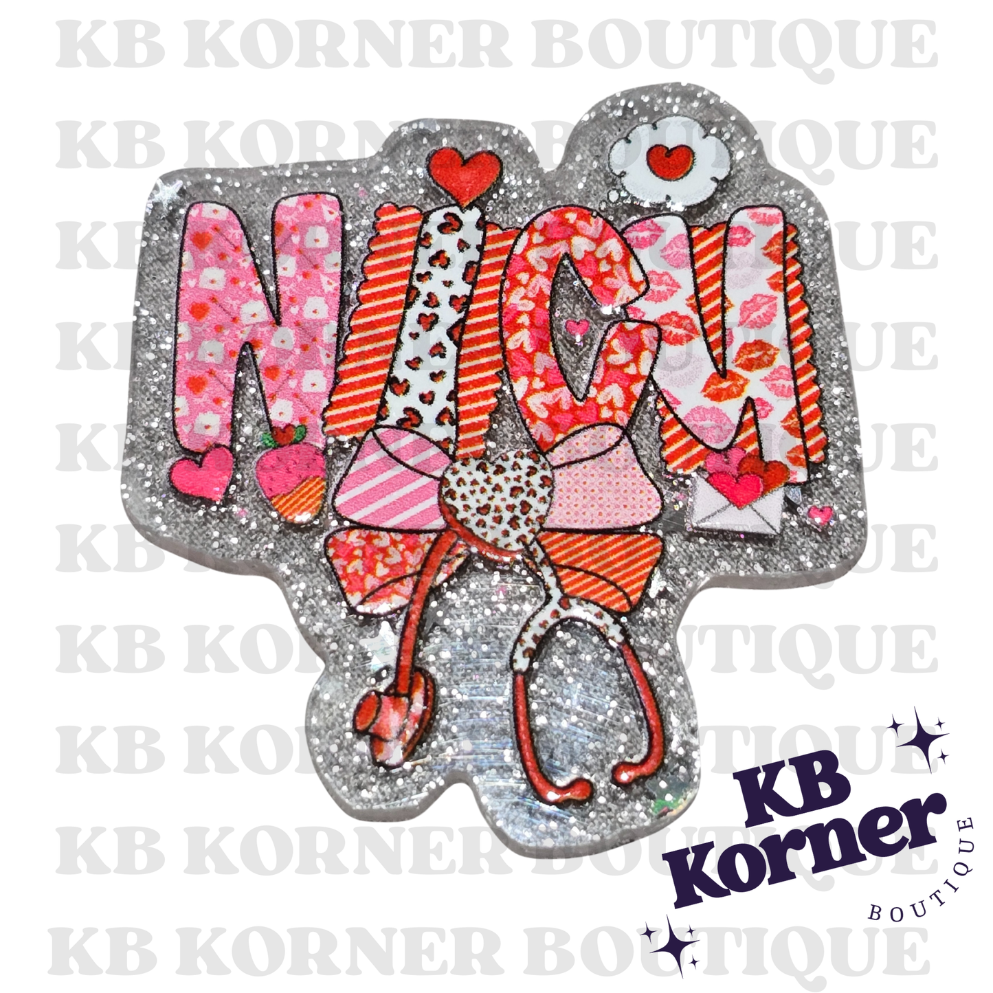 Acrylic Glitter Flatbacks- Valentine’s NICU