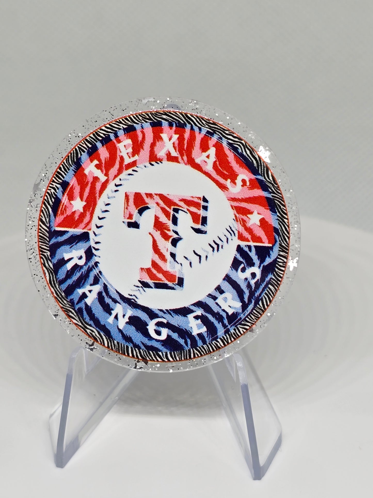 Acrylic Glitter Flatback- Rangers Tiger Stripe