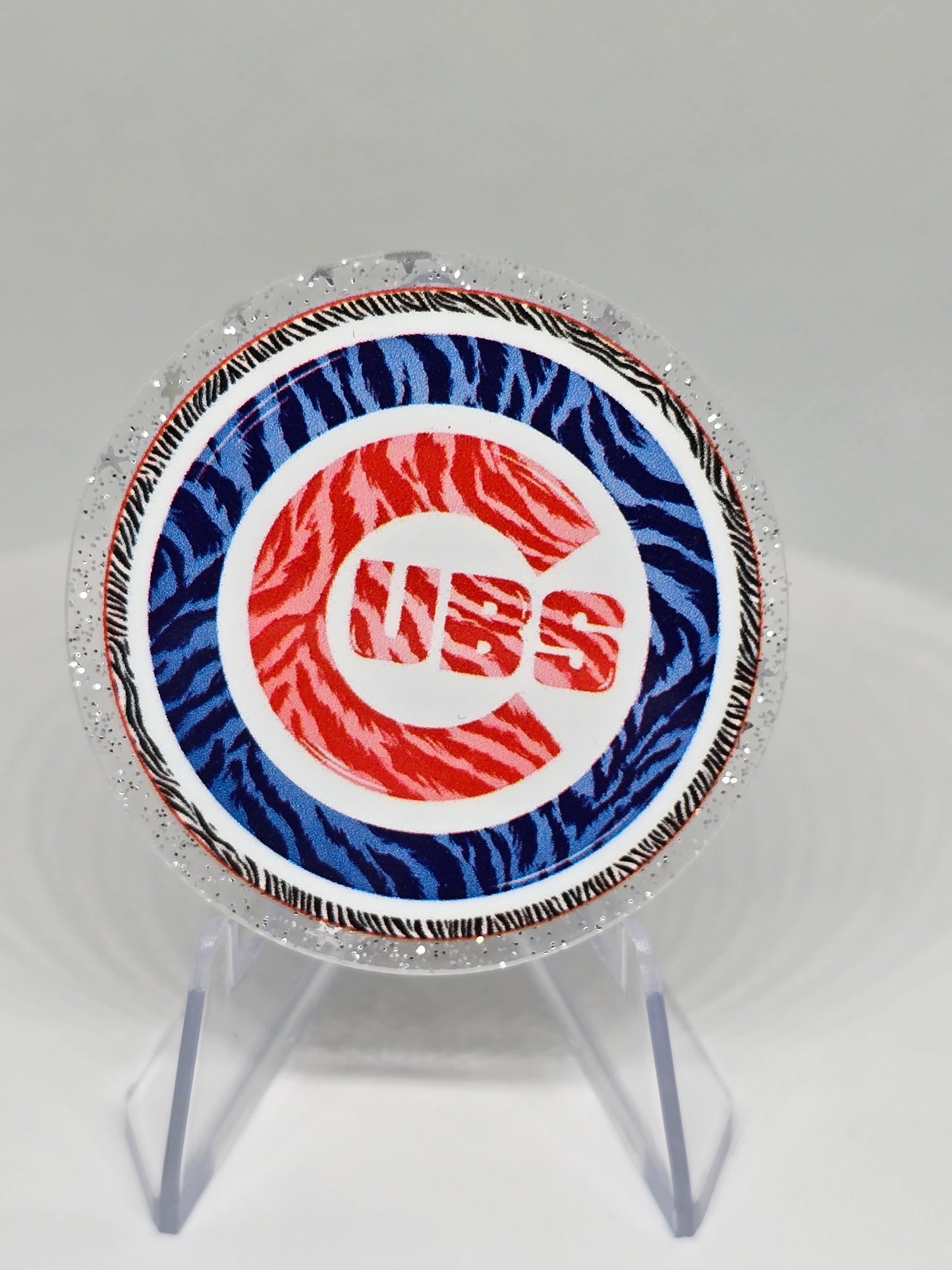Acrylic Glitter Flatback- Cubs Tiger Stripe