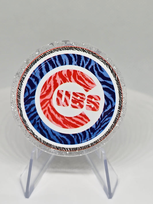 Acrylic Glitter Flatback- Cubs Tiger Stripe