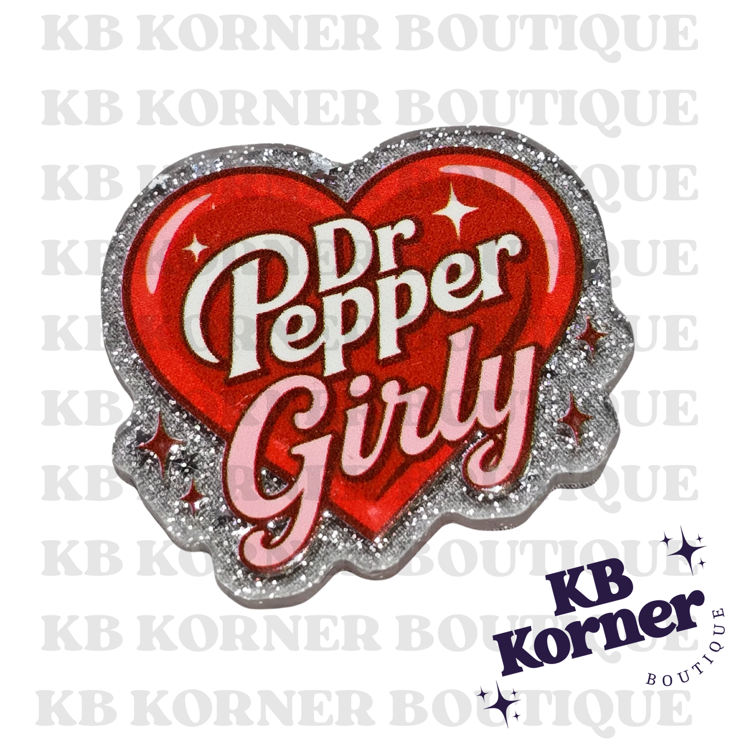 Acrylic Glitter Flatbacks- Dr. Pepper Girly