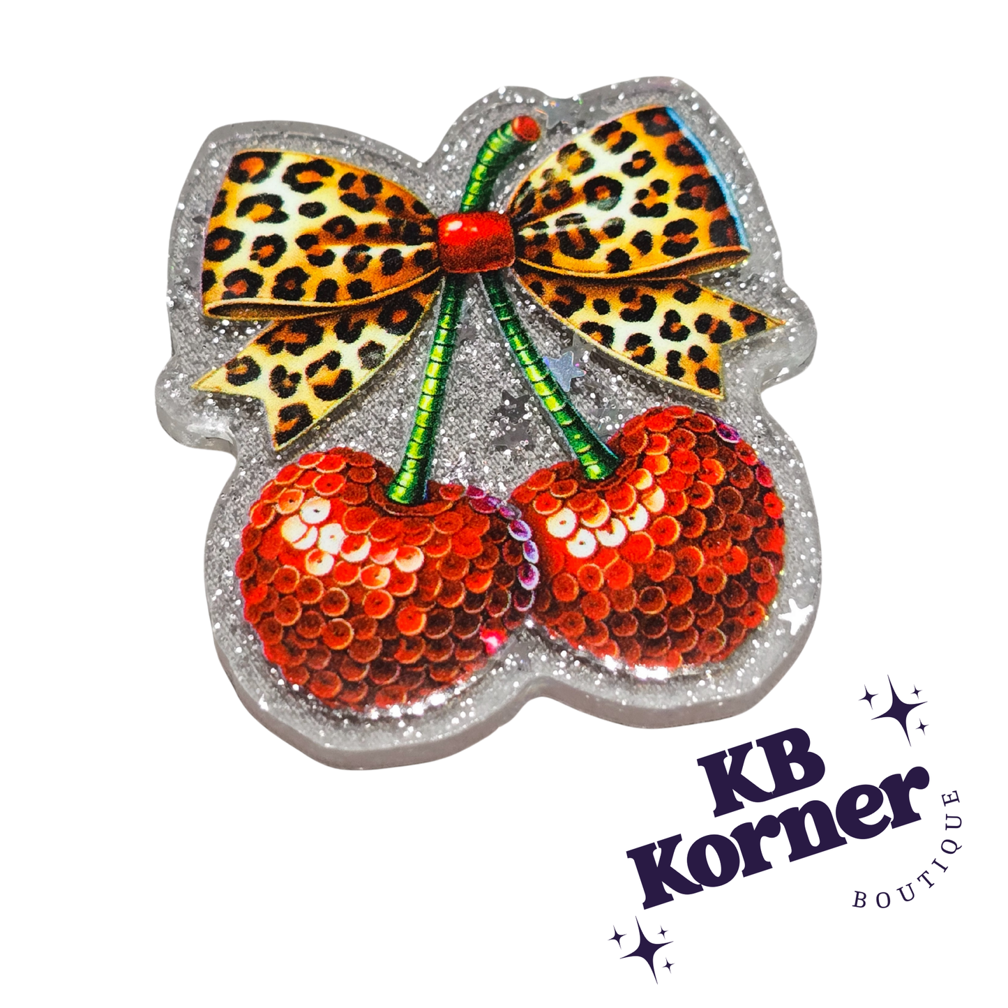 🍒 Acrylic Glitter Flatbacks- Sequin Cherries 🍒