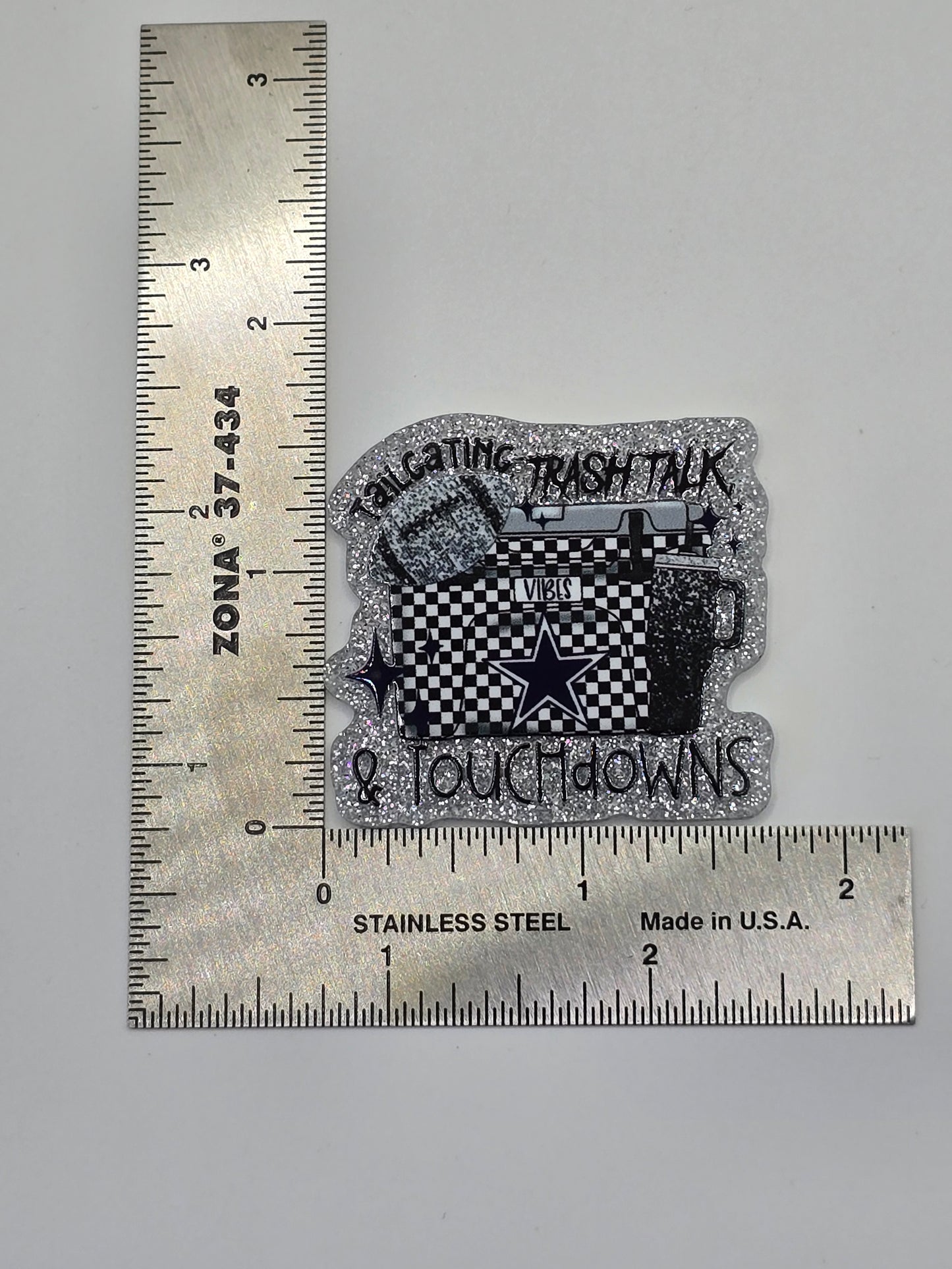 Acrylic Glitter Flatbacks - Tailgating, Trashtalk and Touchdowns Cowboys
