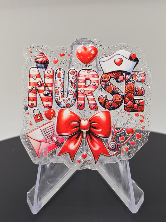 Acrylic Glitter Flatbacks- Valentine’s Nurse