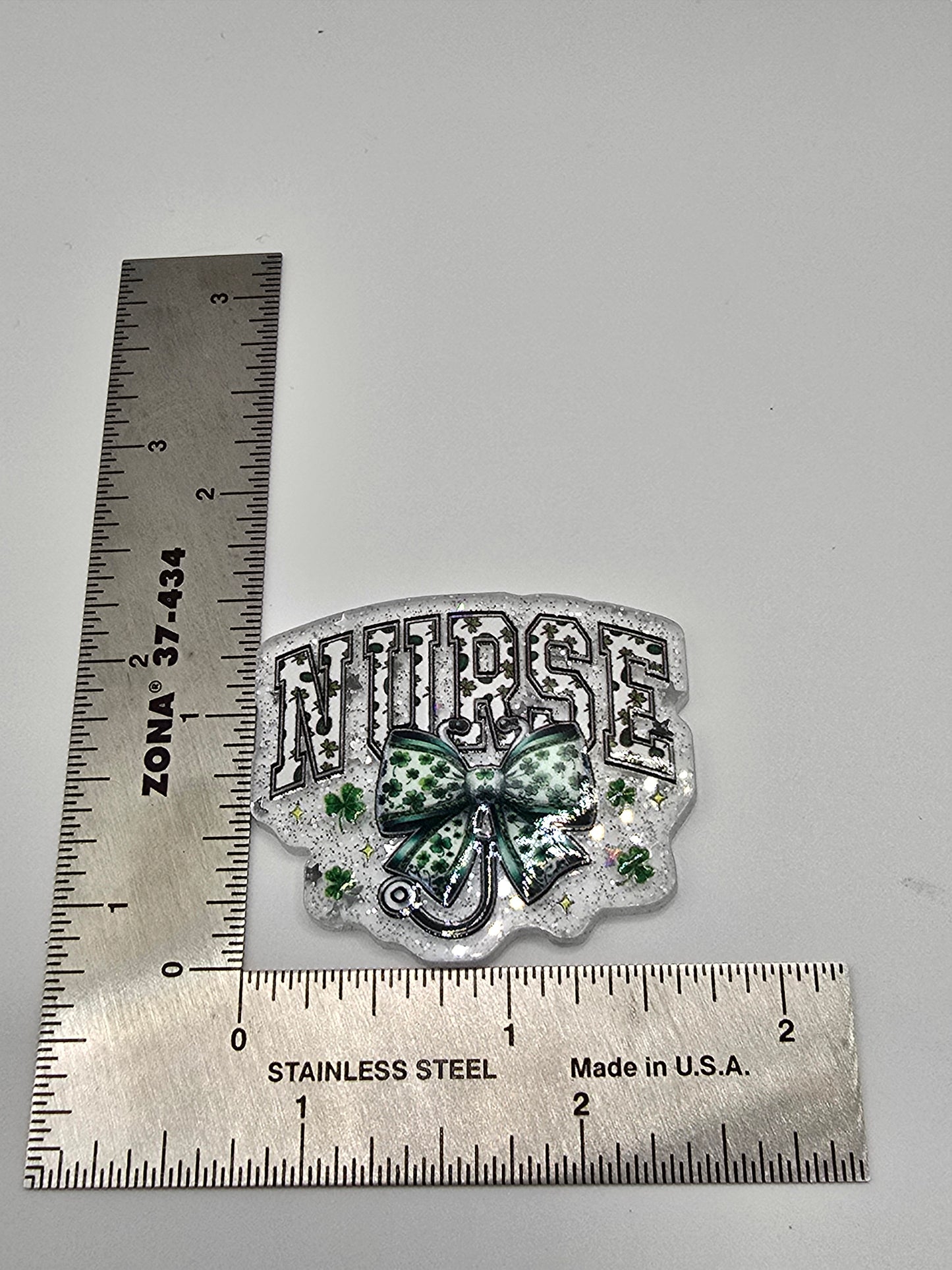 🍀 Acrylic Glitter Flatbacks- St. Patrick's Nurse 🍀