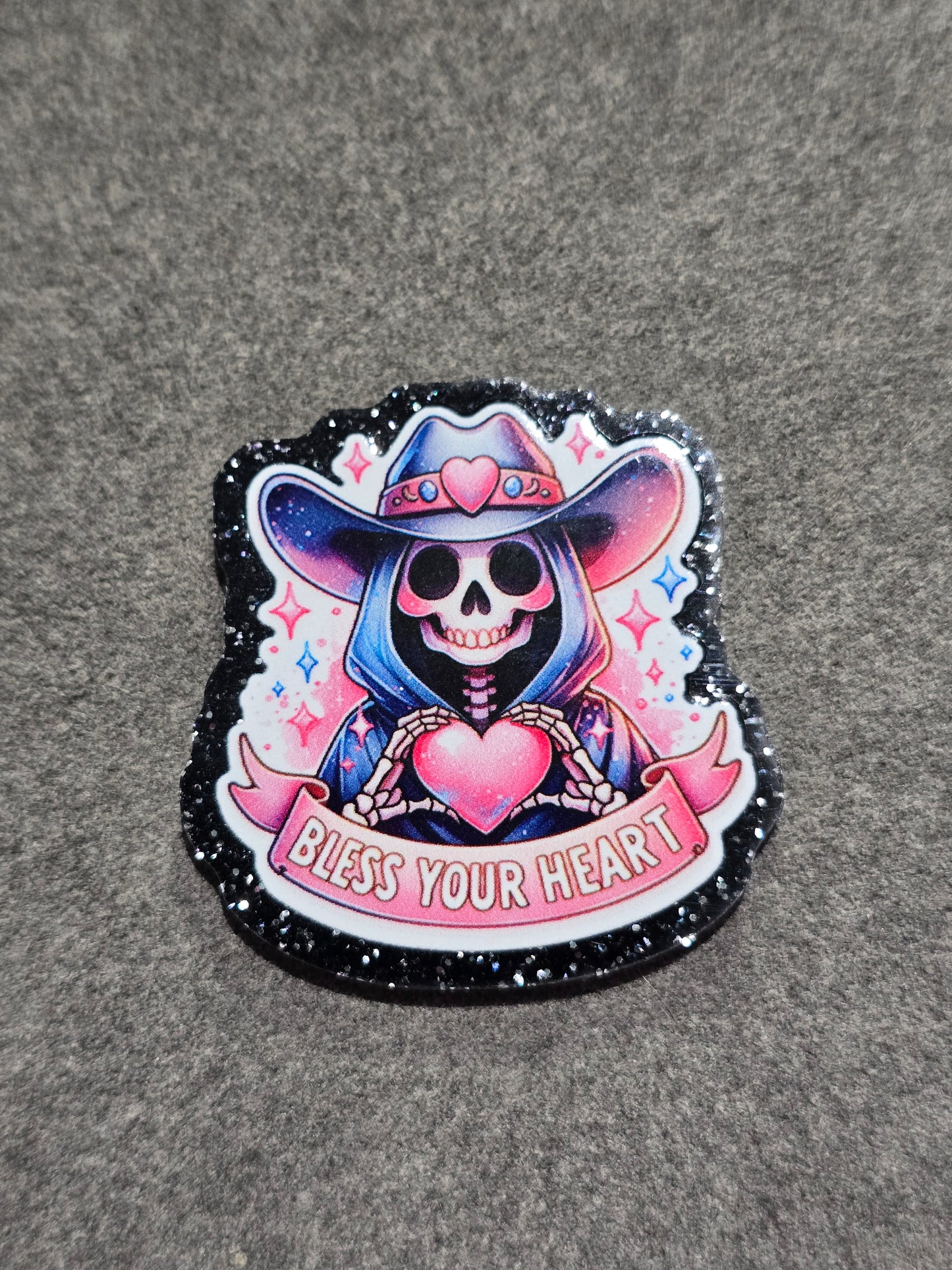 Acrylic Glitter Flatbacks- Blees Your Heart