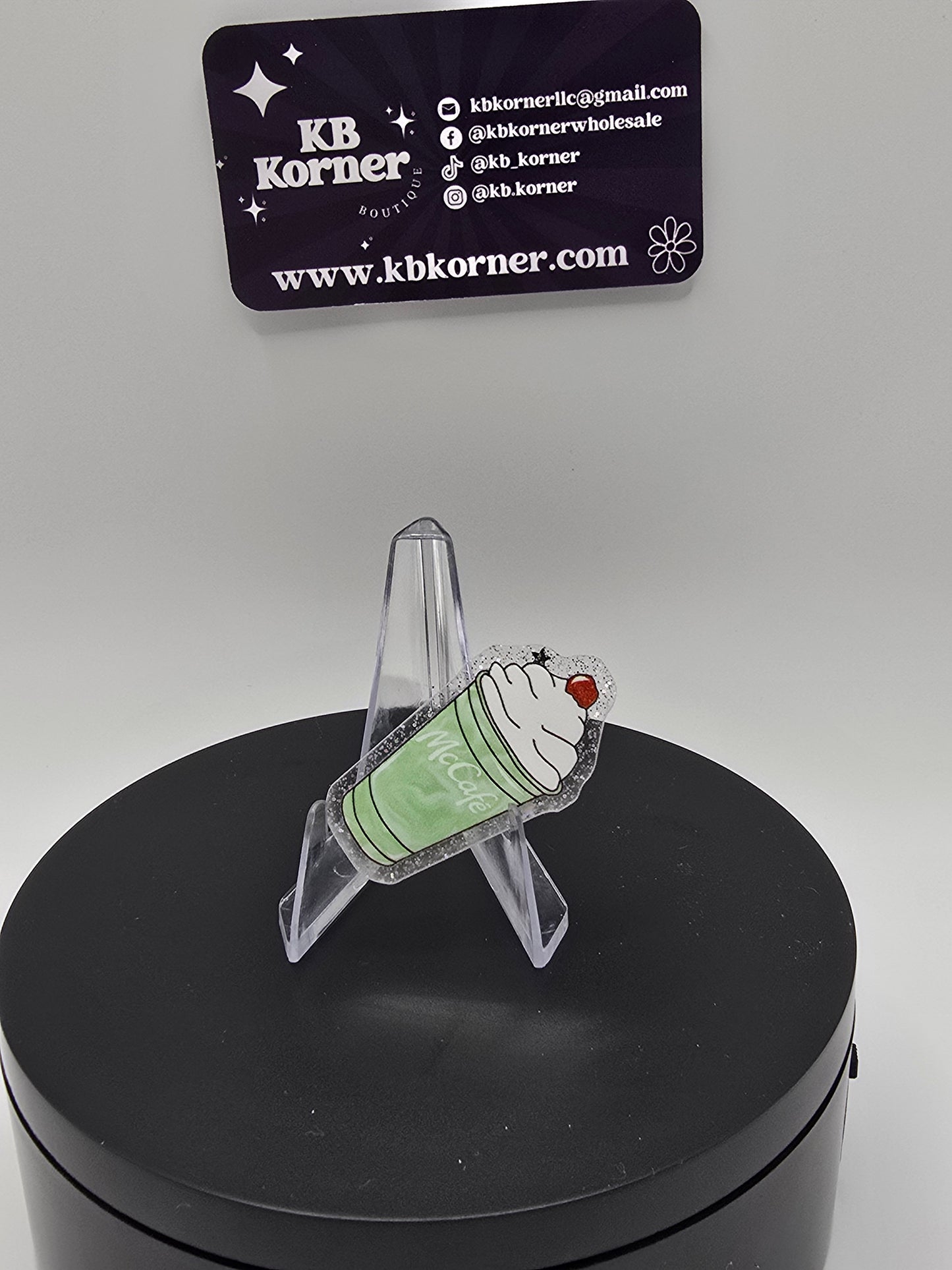 Acrylic Glitter Flatbacks- St. Patrick's Day Shamrock Shake