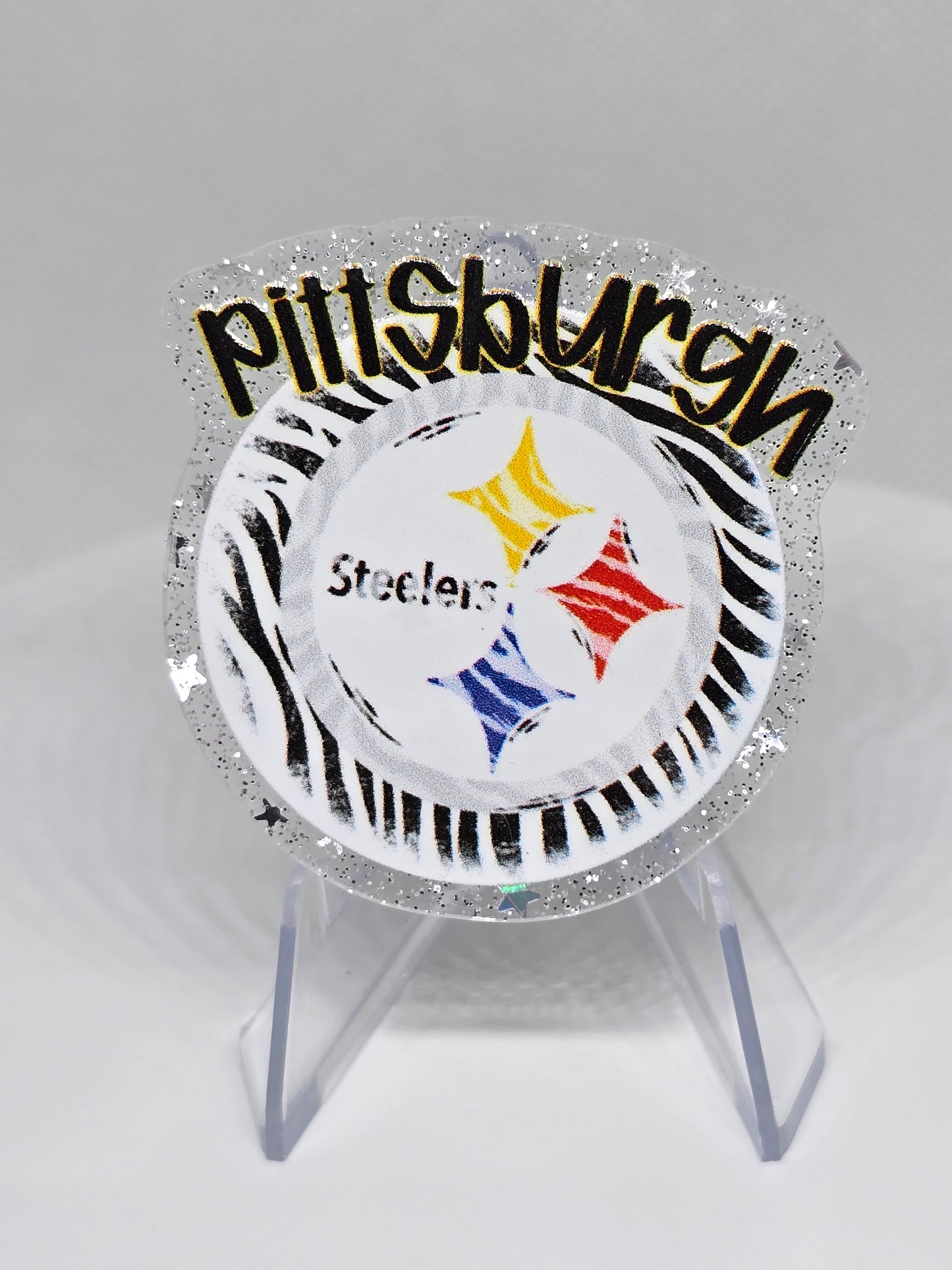 Acrylic Glitter Flatback- Steelers Tiger Stripes