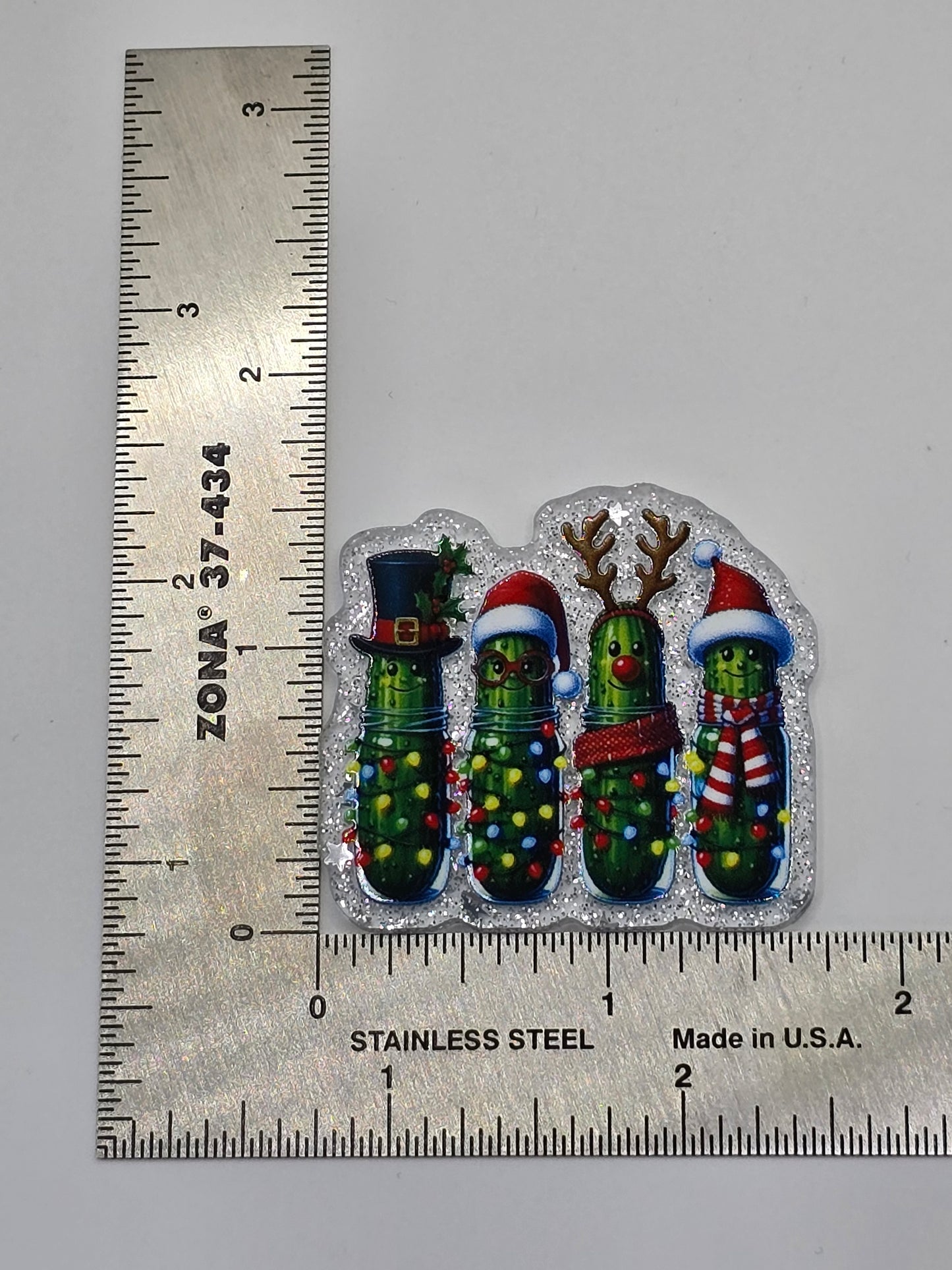 Acrylic Glitter Flatbacks- Christmas Pickles