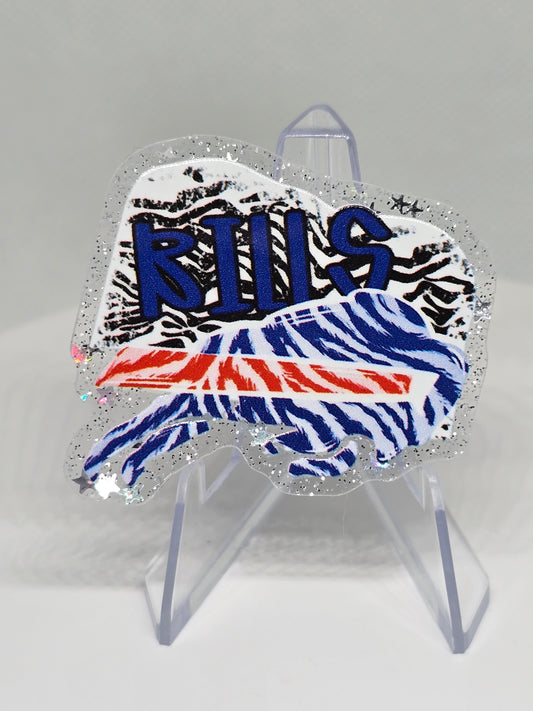 Acrylic Glitter Flatback- Bills Tiger Stripes
