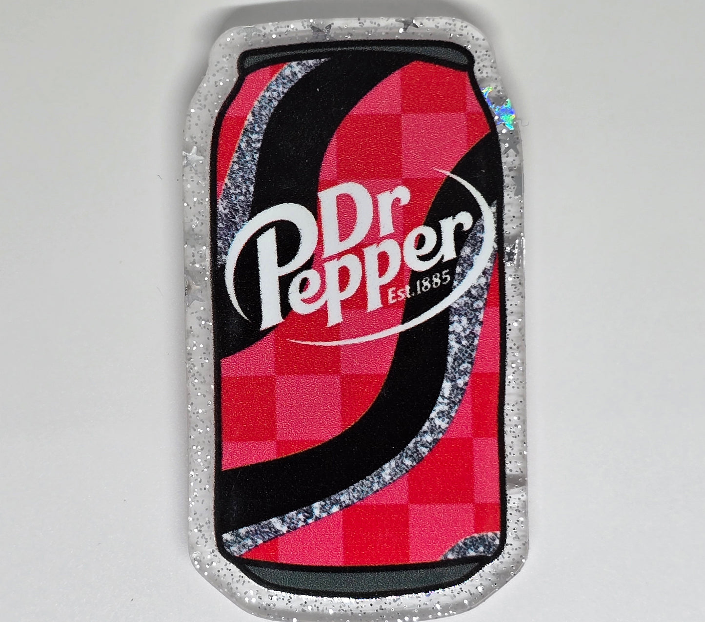 Acrylic Glitter Flatback- Dr. Pepper Pink and Black Glitter