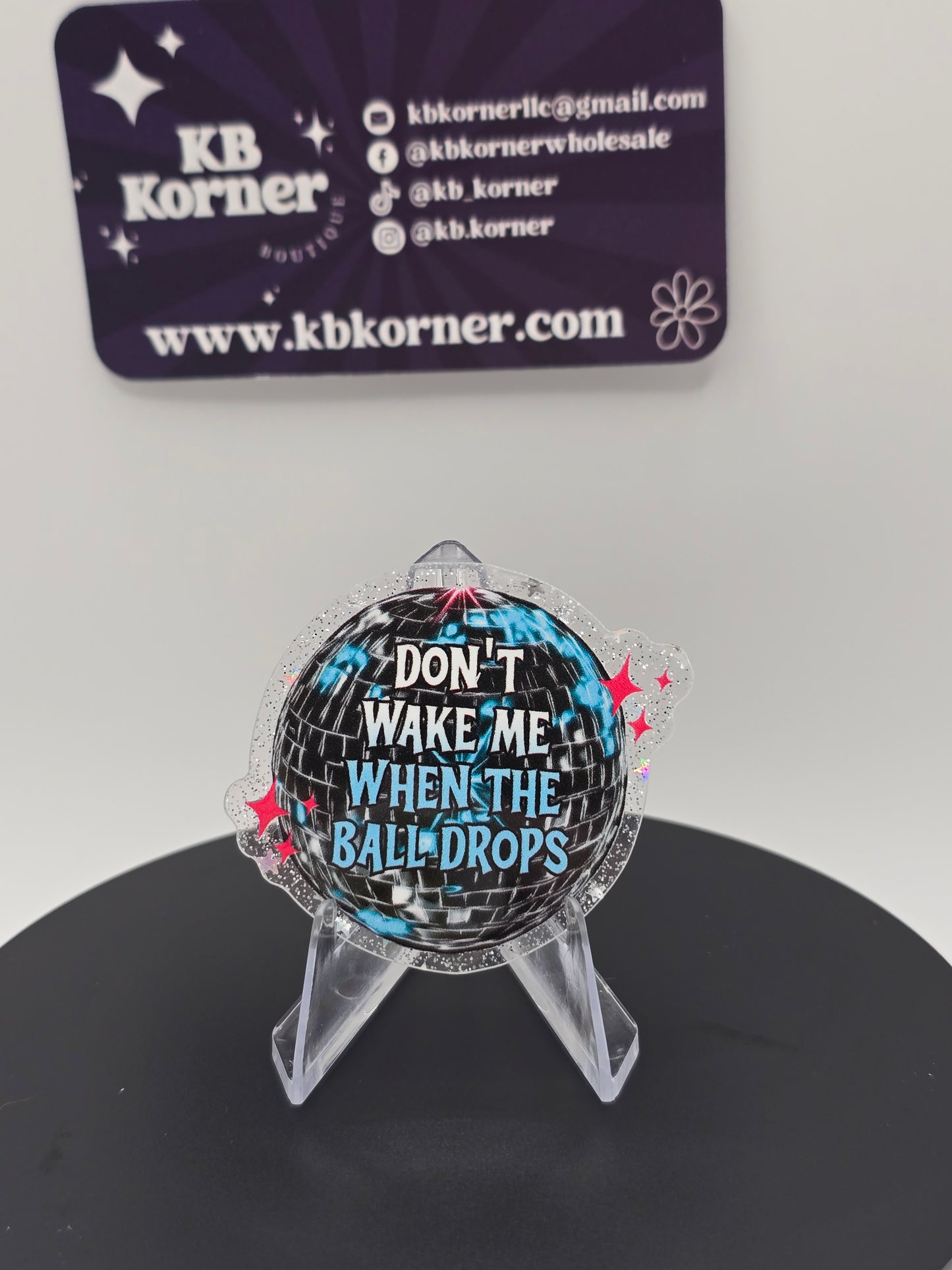 Acrylic Glitter Flatbacks- Don't Wake Me Up When The Ball Drops