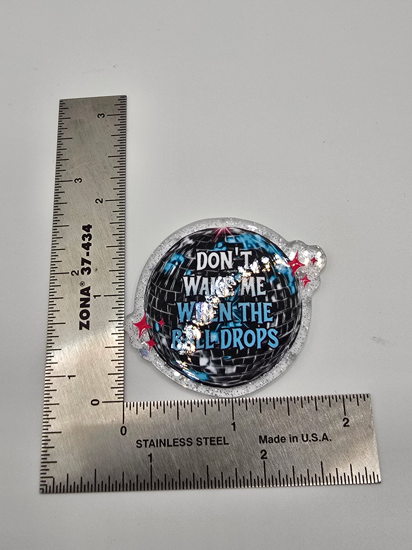 Acrylic Glitter Flatbacks- Don't Wake Me Up When The Ball Drops