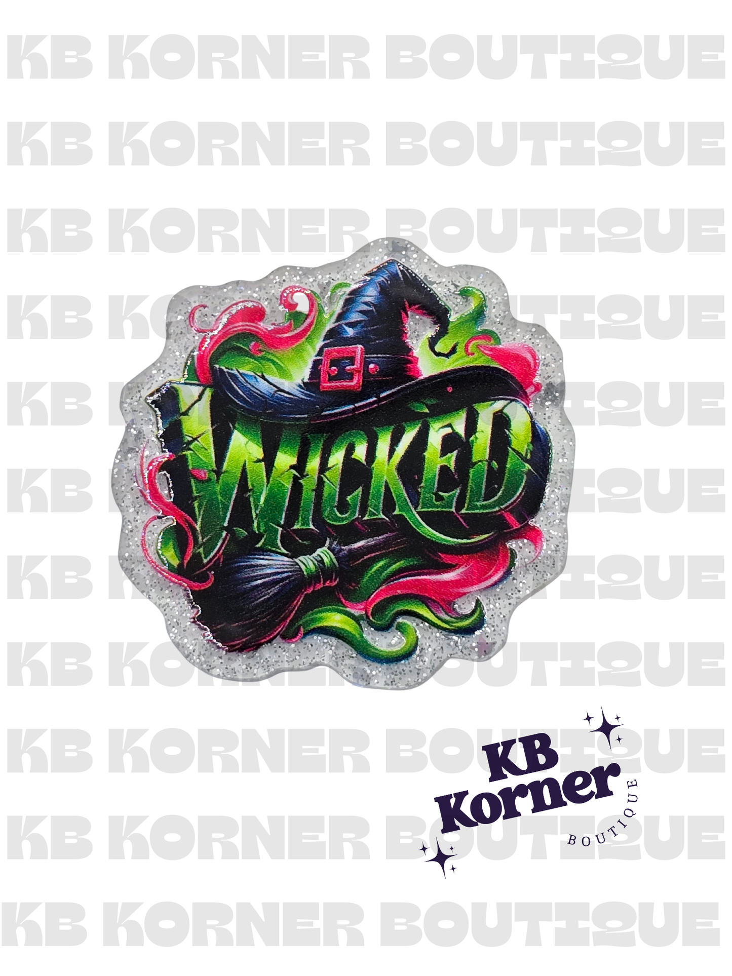 Acrylic Glitter Flatback Bundle: Green or Pink Wicked