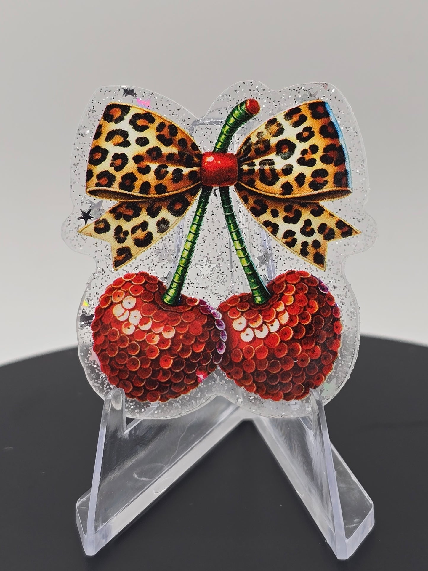 🍒 Acrylic Glitter Flatbacks- Sequin Cherries 🍒