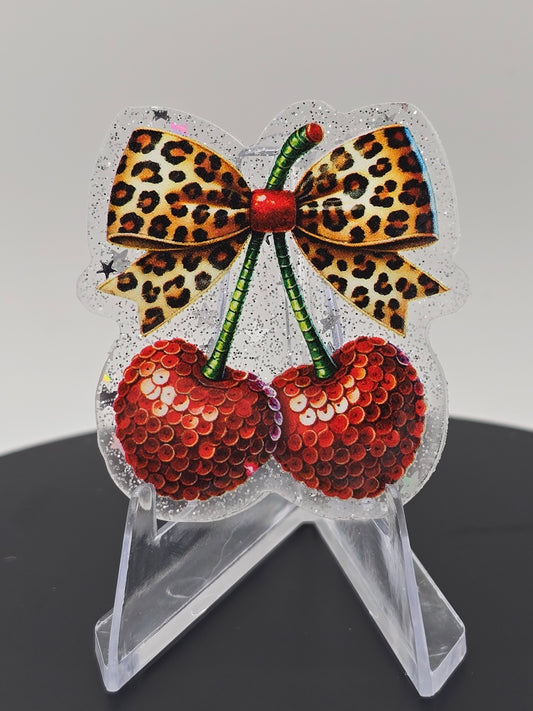 🍒 Acrylic Glitter Flatbacks- Sequin Cherries 🍒