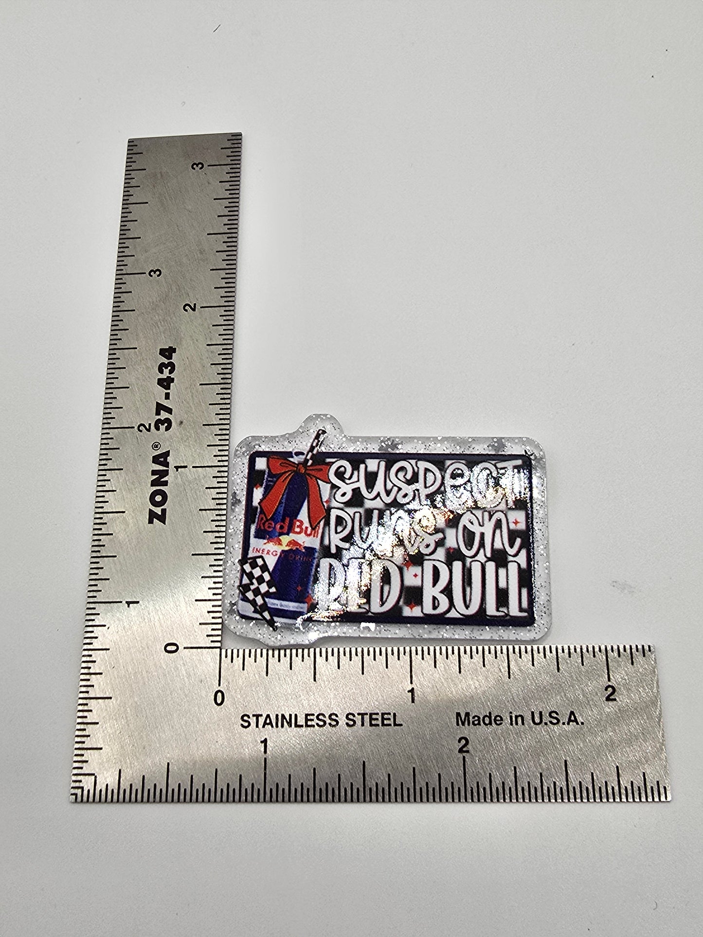 Acrylic Glitter Flatbacks- Suspect Runs On Red Bull