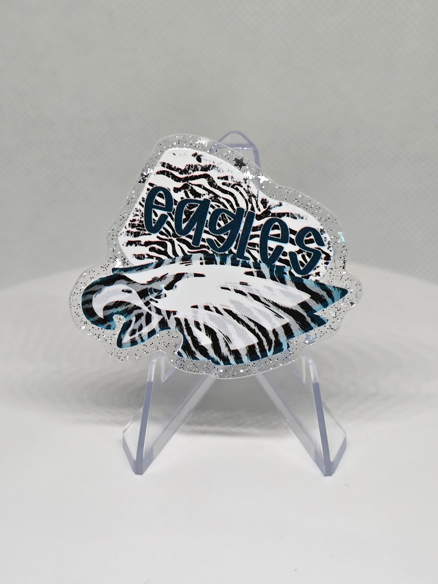 Acrylic Glitter Flatback- Eagles Tiger Stripes