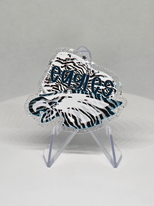 Acrylic Glitter Flatback- Eagles Tiger Stripes