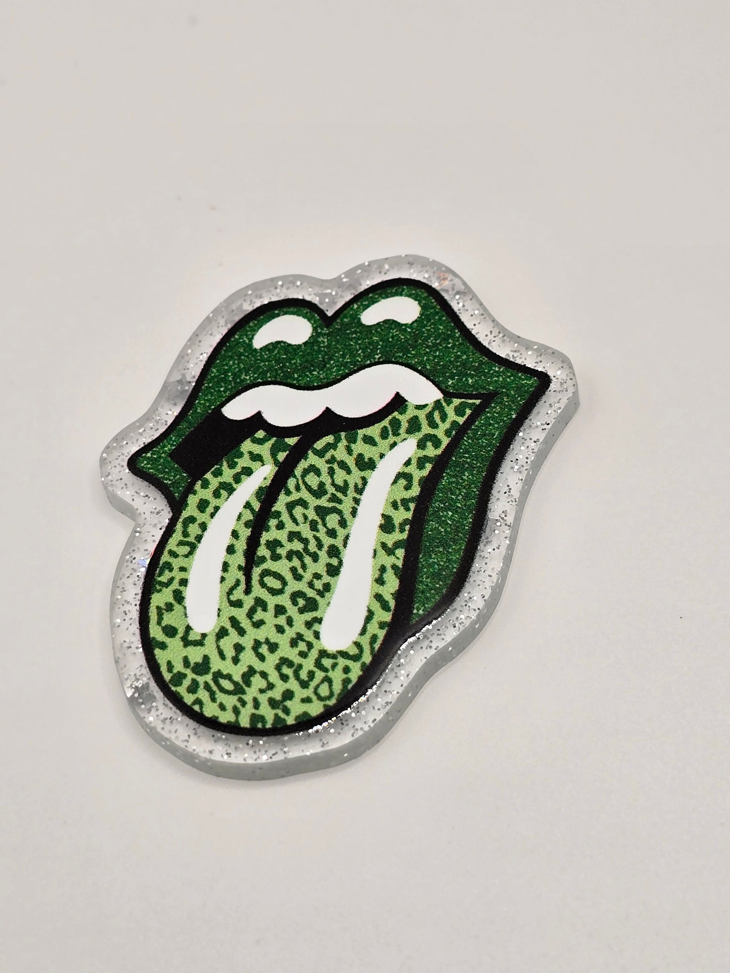 🍀 Acrylic Glitter Flatbacks- St. Patrick's Tongue 🍀