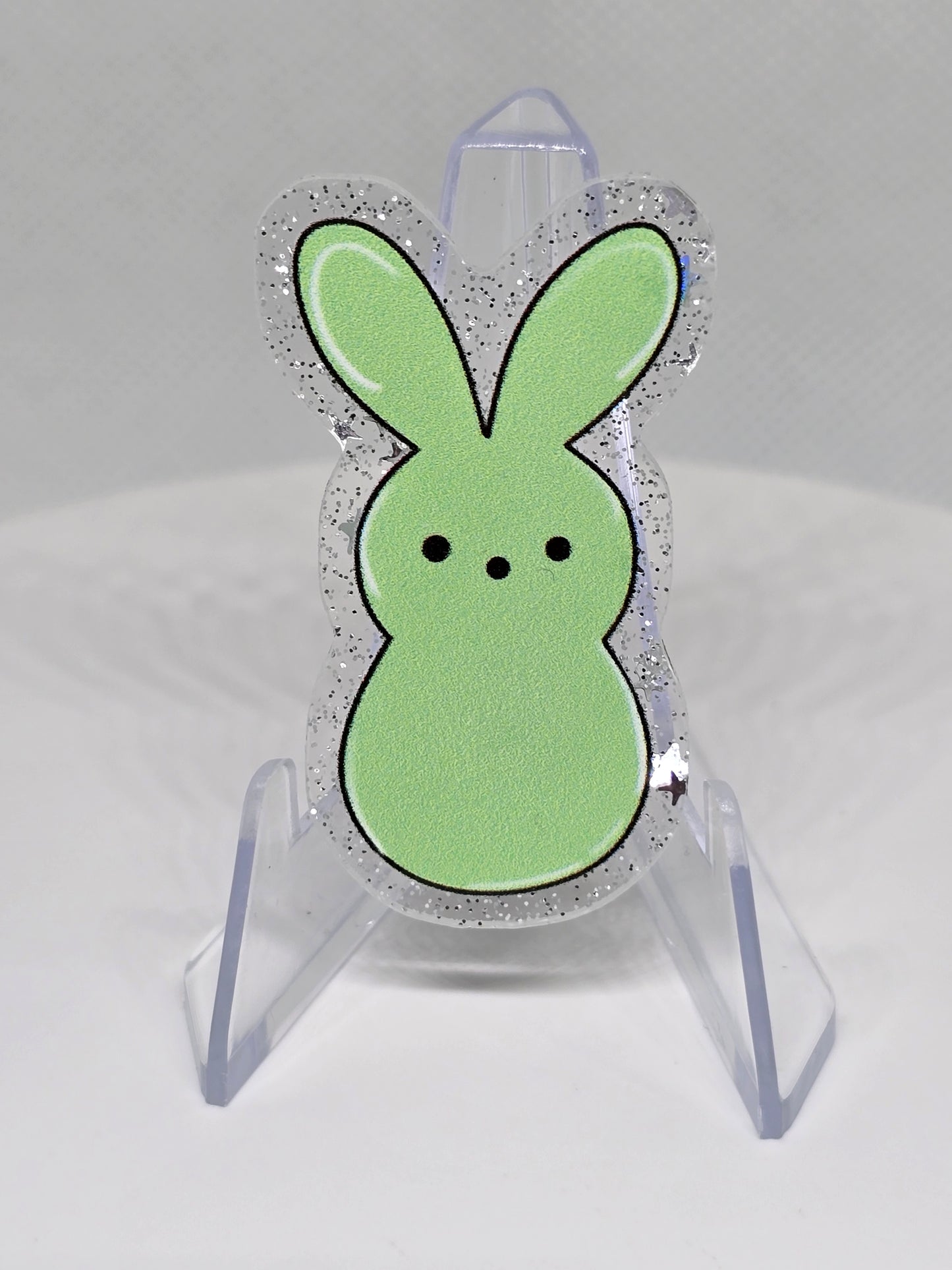 Acrylic Glitter Flatback- Green Peep
