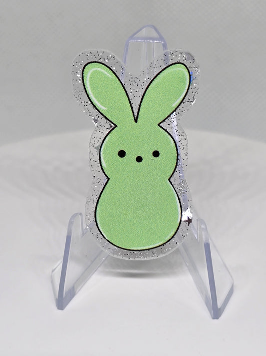 Acrylic Glitter Flatback- Green Peep