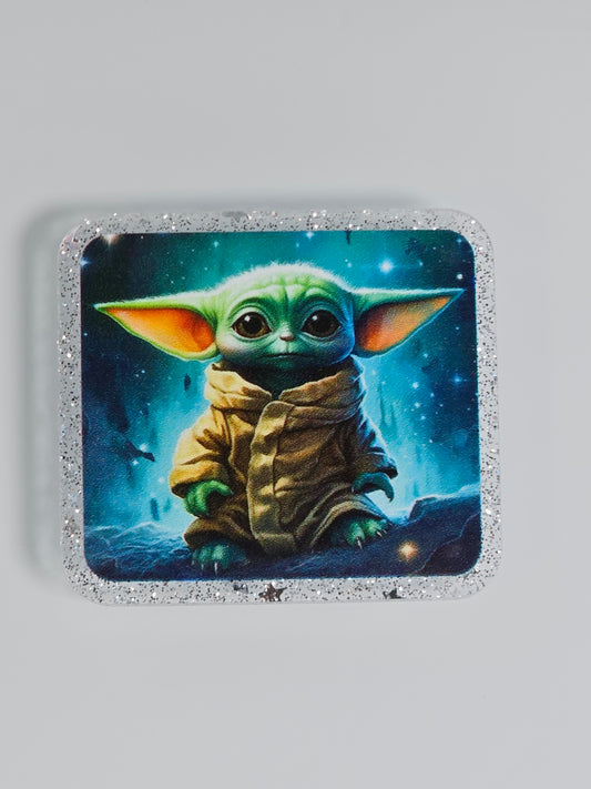 Acrylic Glitter Flatbacks- Baby Yoda