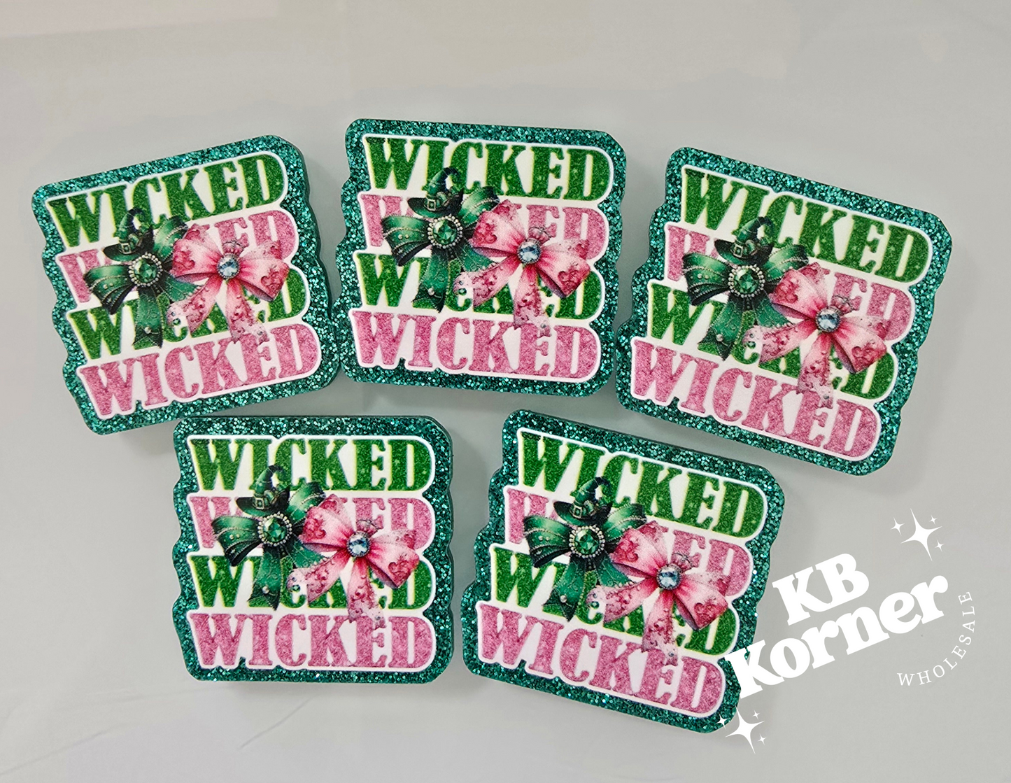 Acrylic Glitter Flatback Bundle: Green or Pink Wicked