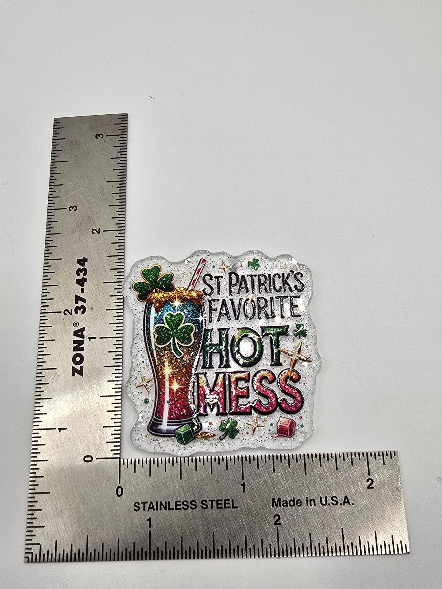 🍀 Acrylic Glitter Flatbacks- St. Patrick's Favorite Hot Mess 🍀