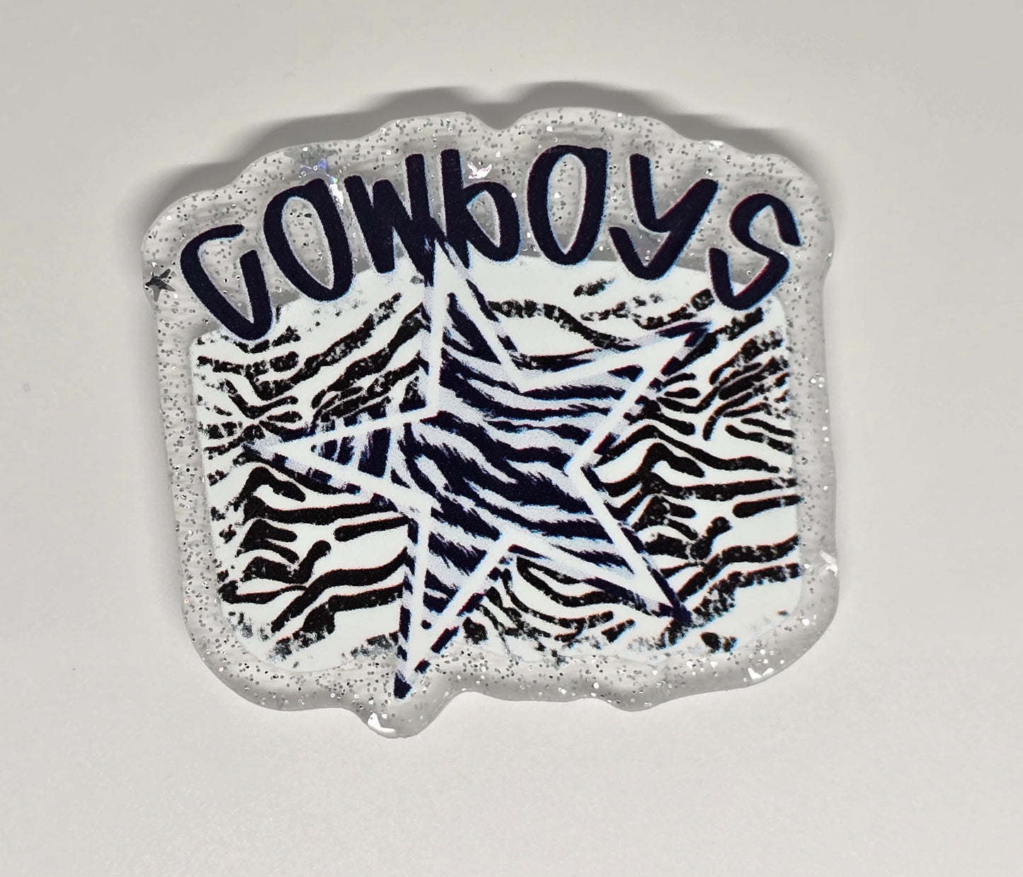 Acrylic Glitter Flatback- Cowboys Tiger Stripe