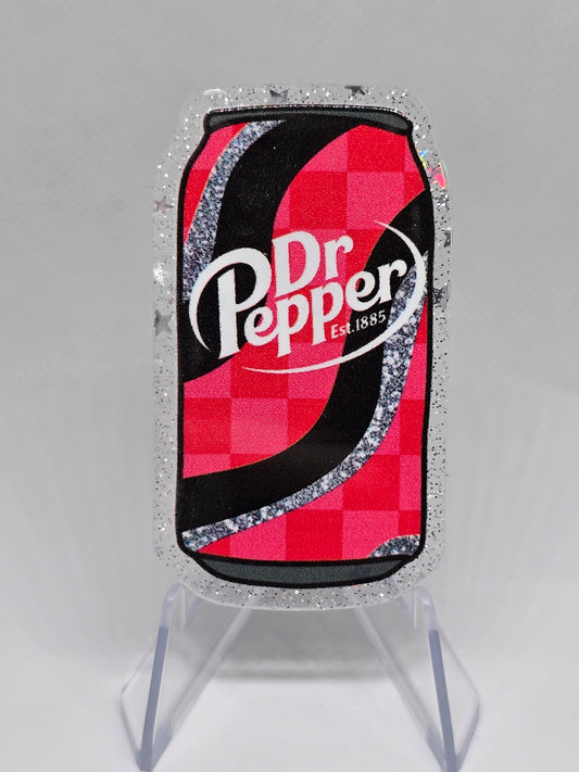 Acrylic Glitter Flatback- Dr. Pepper Pink and Black Glitter