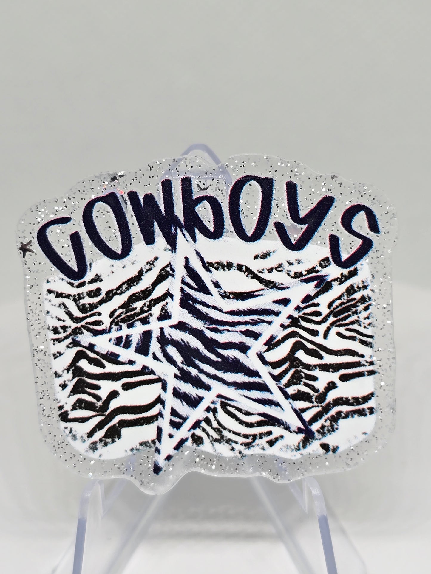 Acrylic Glitter Flatback- Cowboys Tiger Stripe