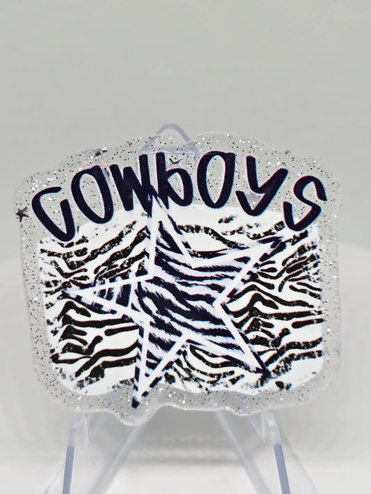 Acrylic Glitter Flatback- Cowboys Tiger Stripe
