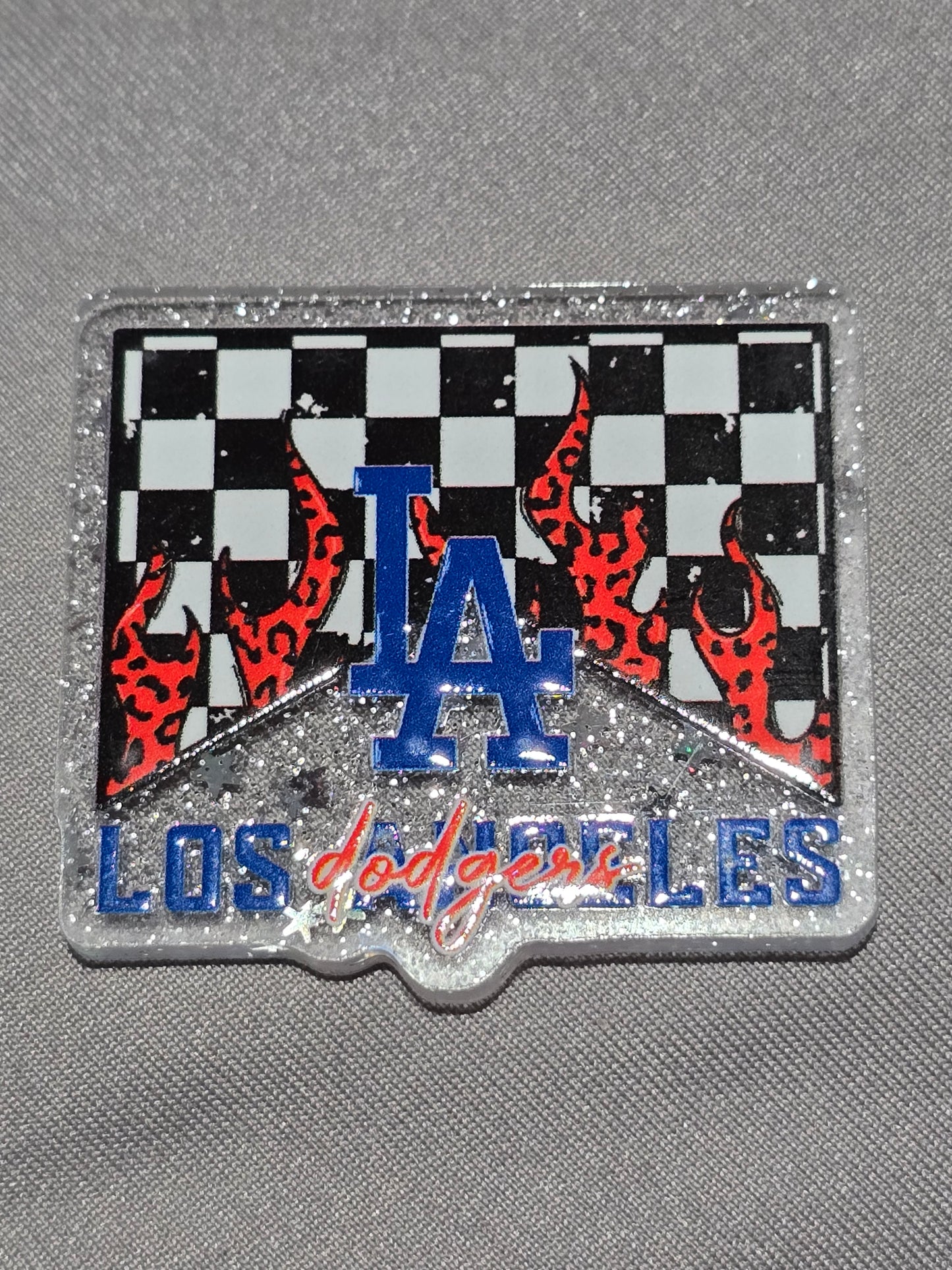⚾️ Acrylic Glitter Flatbacks- Dodgers Marlboro Flame ⚾️