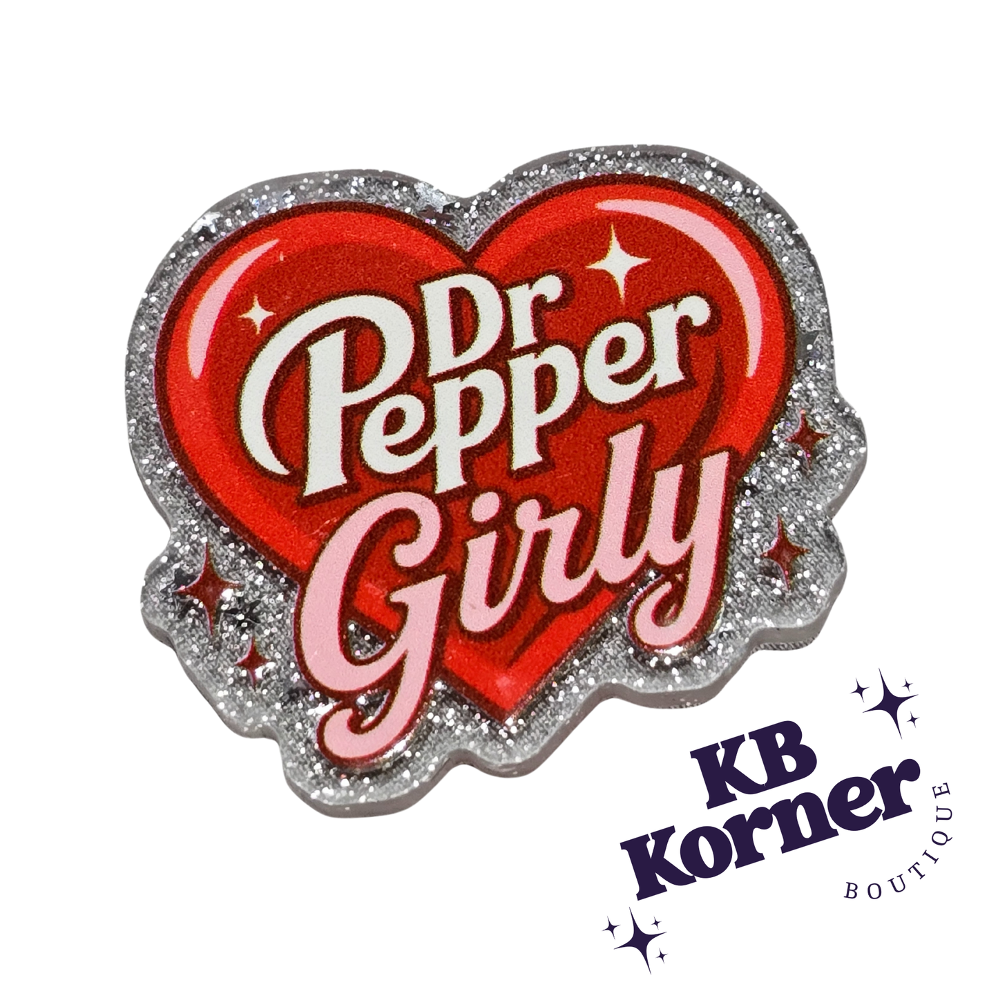 Acrylic Glitter Flatbacks- Dr. Pepper Girly