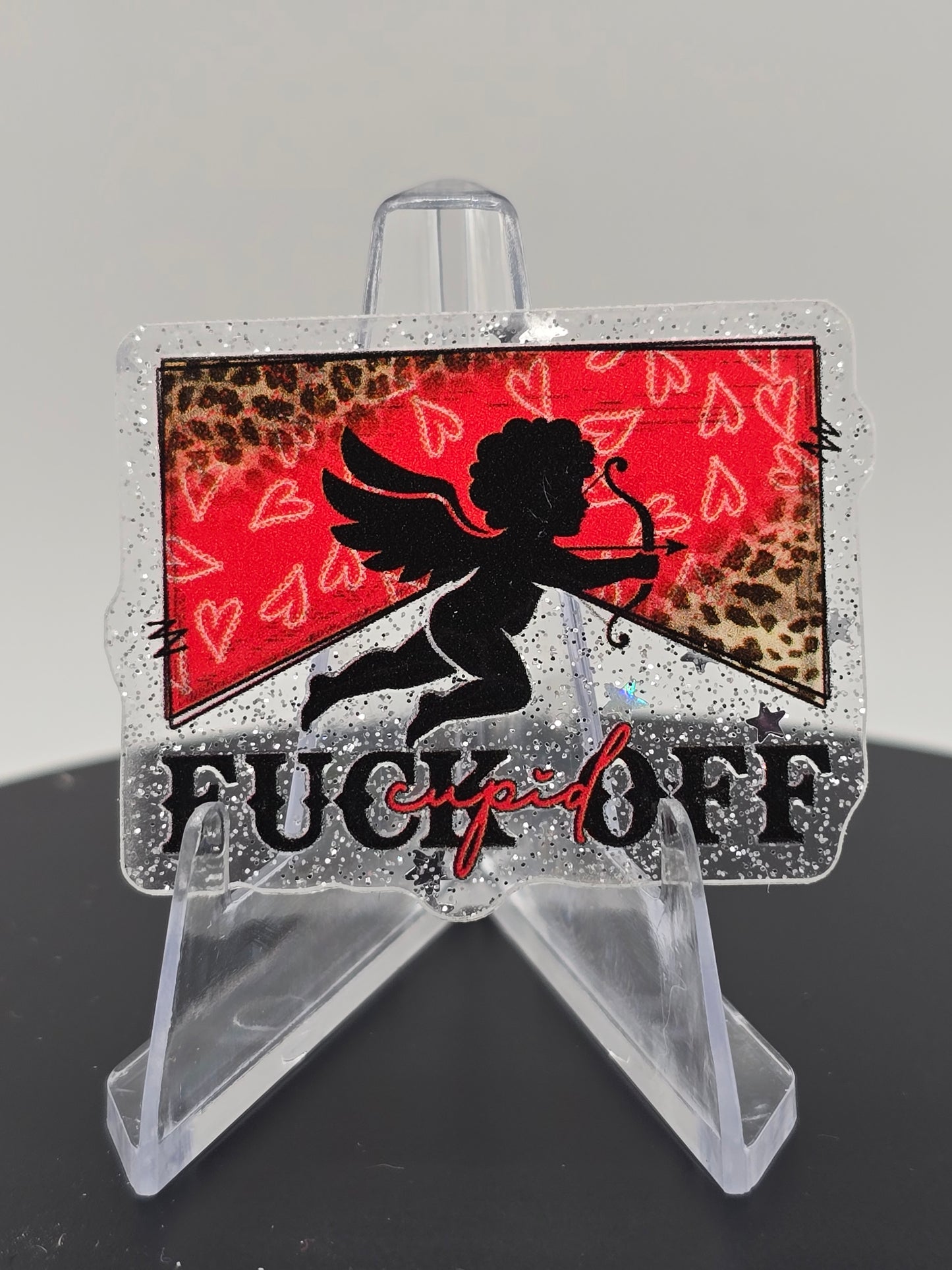 Acrylic Glitter Flatbacks- Valentine’s Fuck Off Cupid