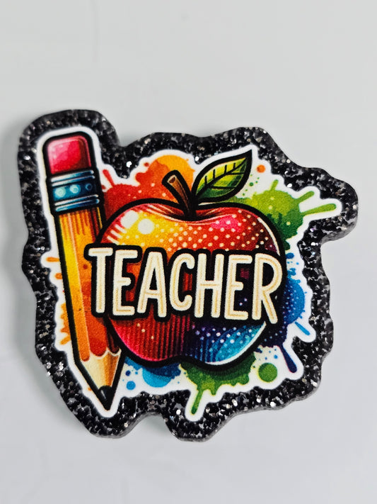 Acrylic Glitter Flatbacks-Teacher