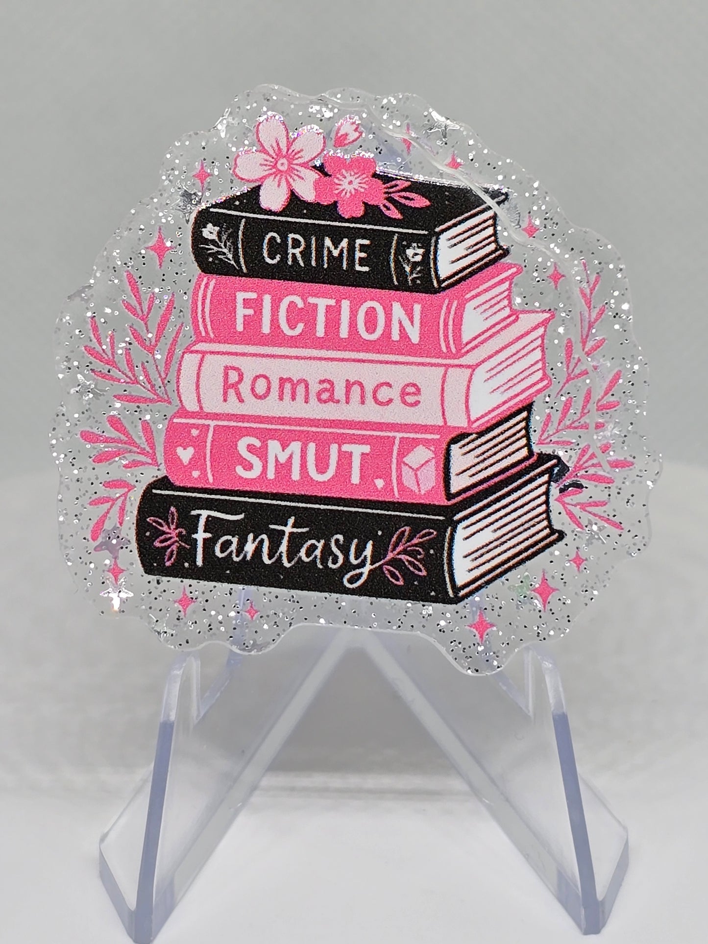 Acrylic Glitter Flatback-Book Stack