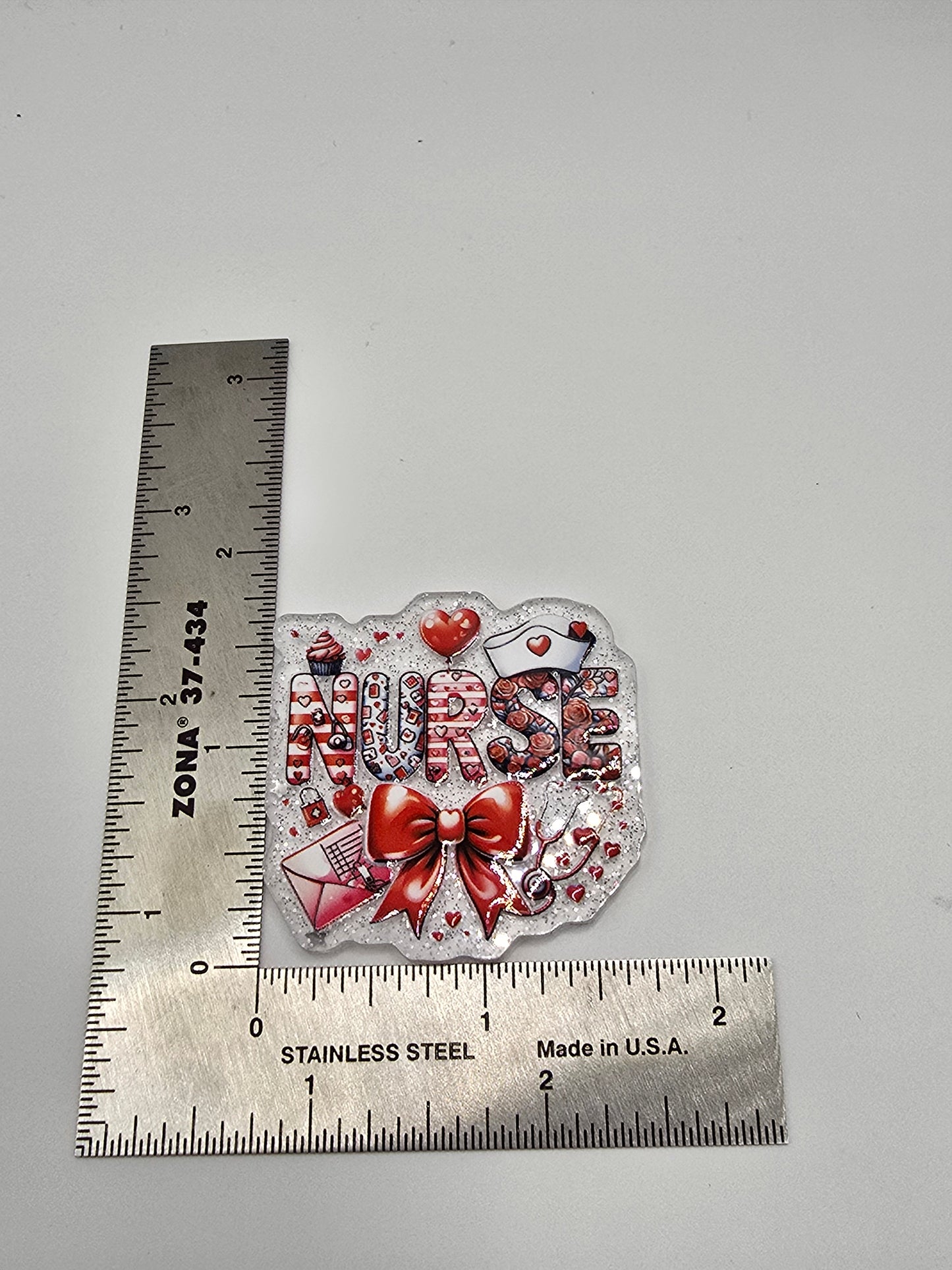 Acrylic Glitter Flatbacks- Valentine’s Nurse