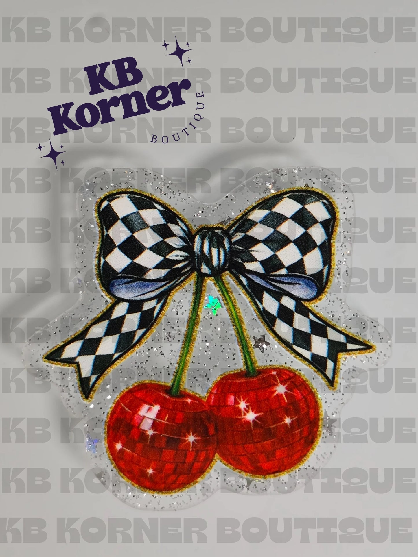 Acrylic Glitter Flatbacks - Cherries