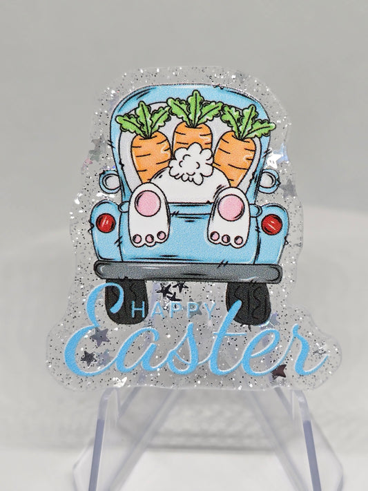 Acrylic Glitter Flatback- Happy Easter