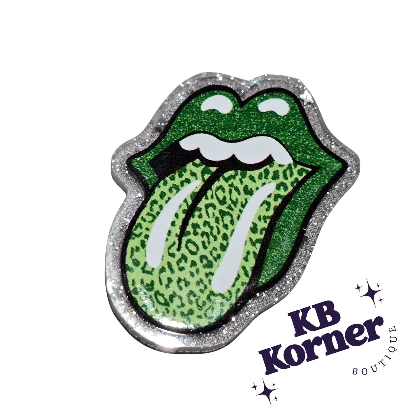 🍀 Acrylic Glitter Flatbacks- St. Patrick's Tongue 🍀