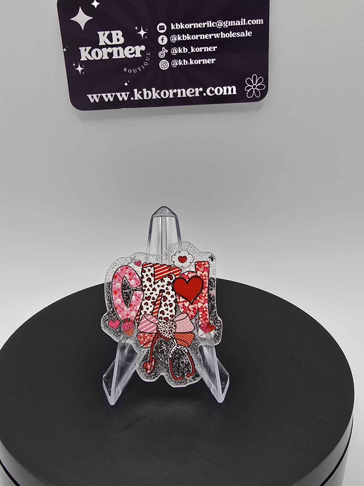 Acrylic Glitter Flatbacks- Valentine’s CNA