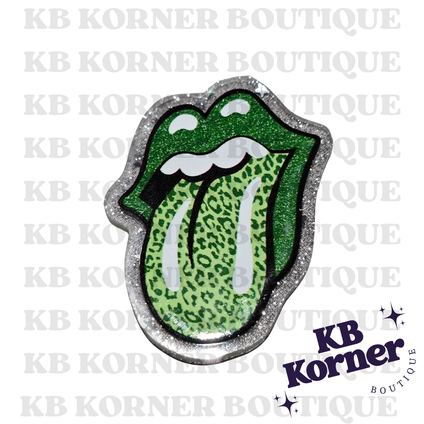 🍀 Acrylic Glitter Flatbacks- St. Patrick's Tongue 🍀