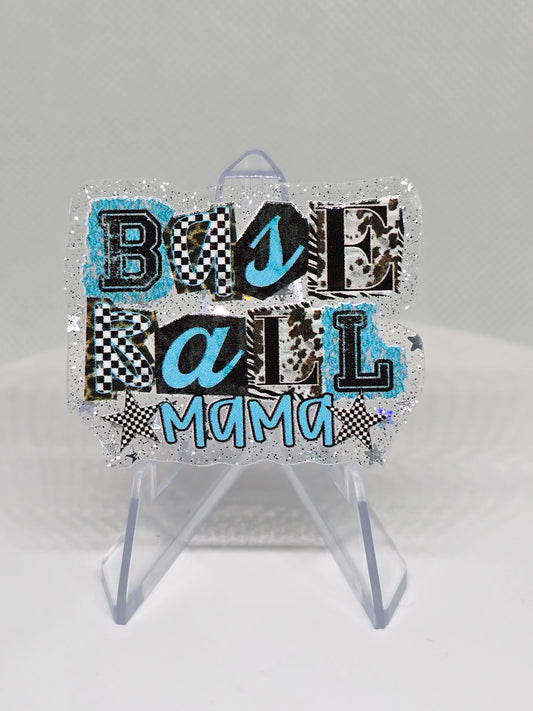 Acrylic Glitter Flatback- Base Ball Mama